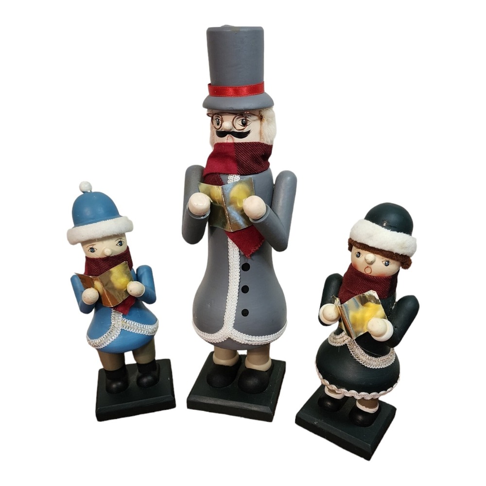 Hand-crafted Christmas Time Wooden Carolers Figurines Holiday Decor Collectible